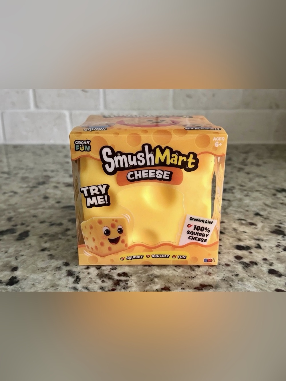 RMS Smush Mart Jumbo Cheese Squishy 6” USA Crazy Fun Squeeze VIRAL TikTok